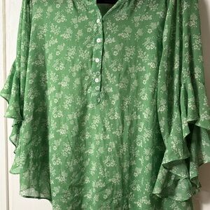 Vince Camuto Green Floral Blouse
